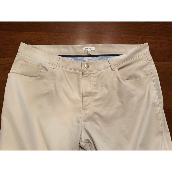 38 X 30 Peter Millar EB66 Polyester Golf Pants Light Tan 5 Pocket Performance - Picture 1 of 14
